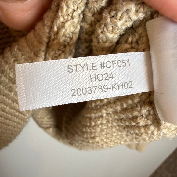 J. Crew Factory Womens S Tan Mock Neck Cable Knit Sleeve Sweater Neutral Coastal - Picture 9 of 11